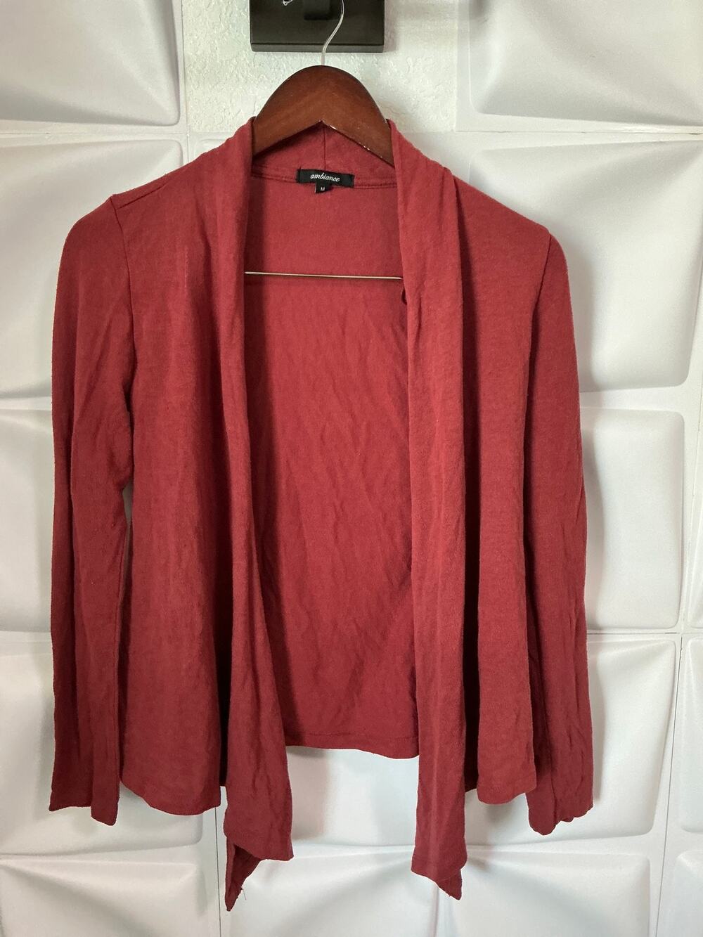 Ambiance Red Long Sleeve Open Front Cardigan Sweater Women's Size Medium